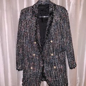 ZARA TWEED JACKET WITH PEARL BUTTONS